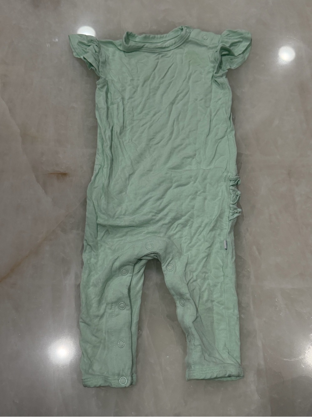 Posh Peanut Sage Green Ruffle Sleeve One-Piece Bodysuit Ruffle butt